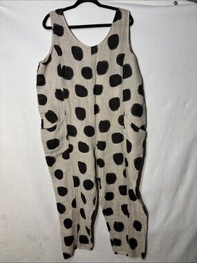 CAPOSHIE Sz O/S (fits up to XL) One-Piece Romper Jumpsuit Pockets 100% Linen